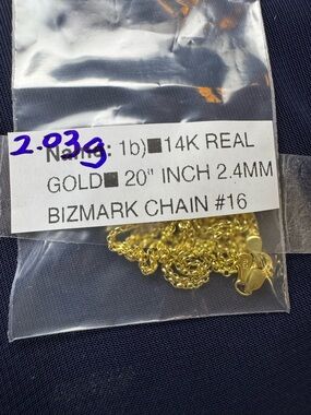 14K Real Gold Bizmark Chain 20" 2.4mm stamped and acid tested new!